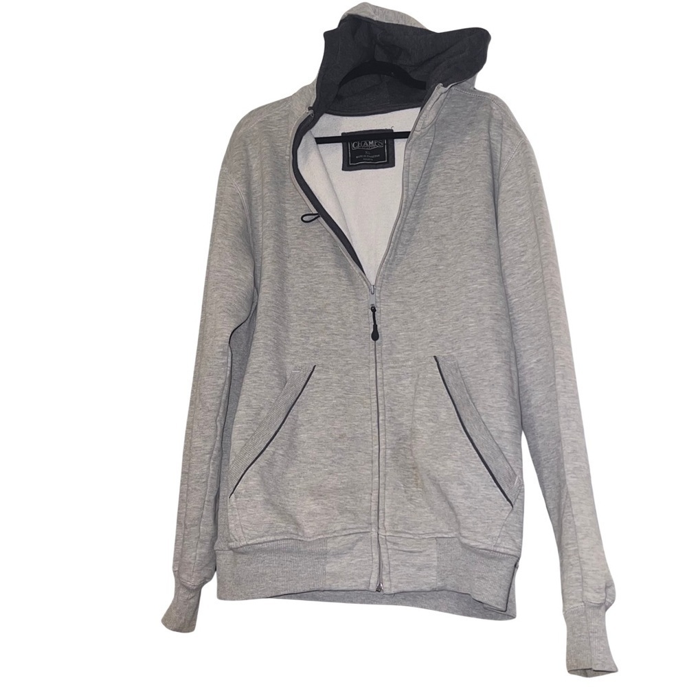 Champs Sports Men’s Heavyweight Full Zip Hoodie Kangaroo Pocket GREY XL - Picture 4 of 7